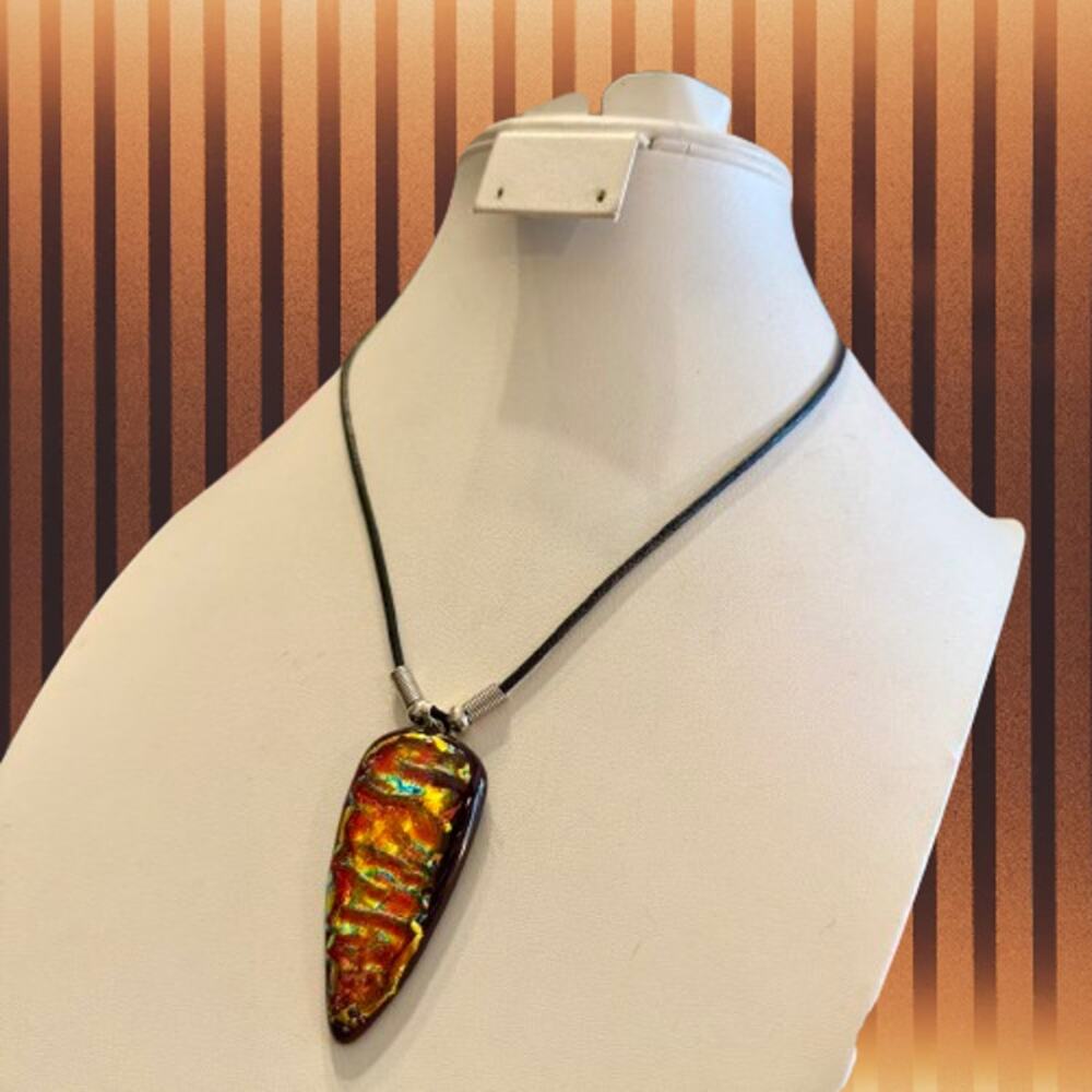 Vibrant Colorful Handcrafted Dichroic Glass Large Pendant - Picture 4 of 9
